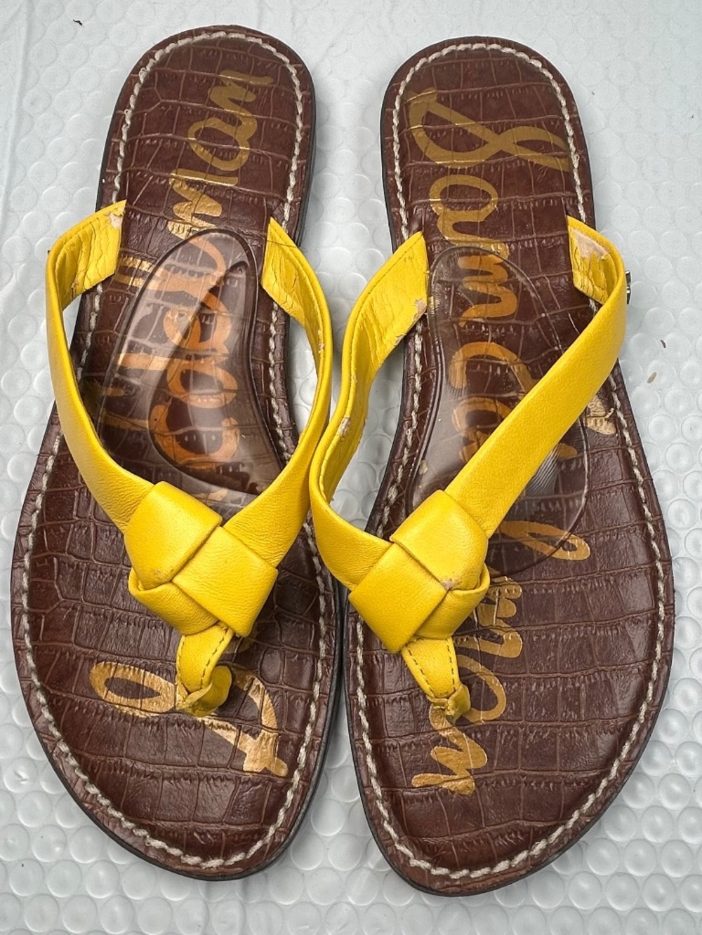 Sam Edelman Giles Flat Thong Sandals Lemon Zest Women's Size 7